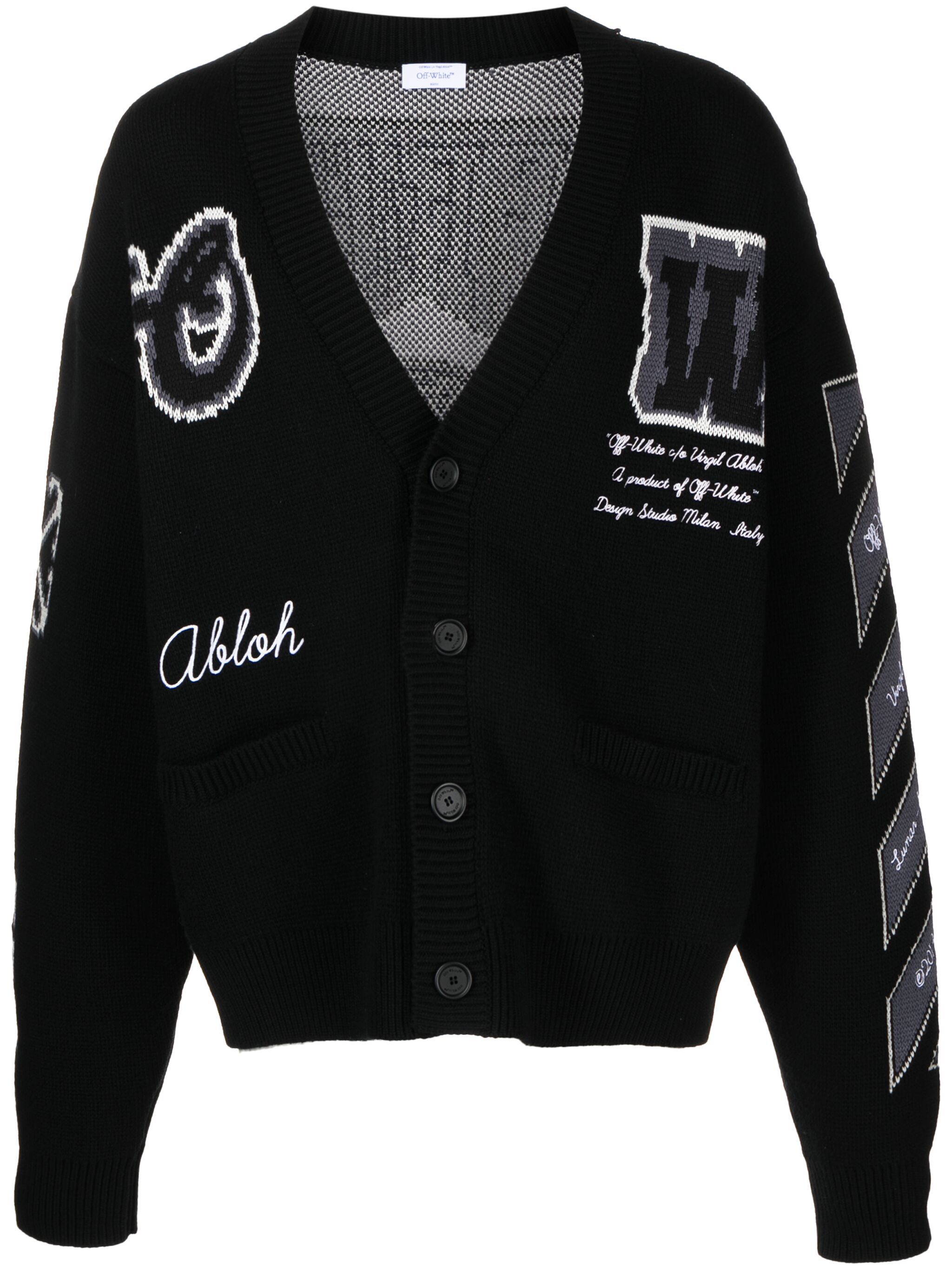 Off-White Off-White intarsia-logos V-neck cardigan — Фото 1