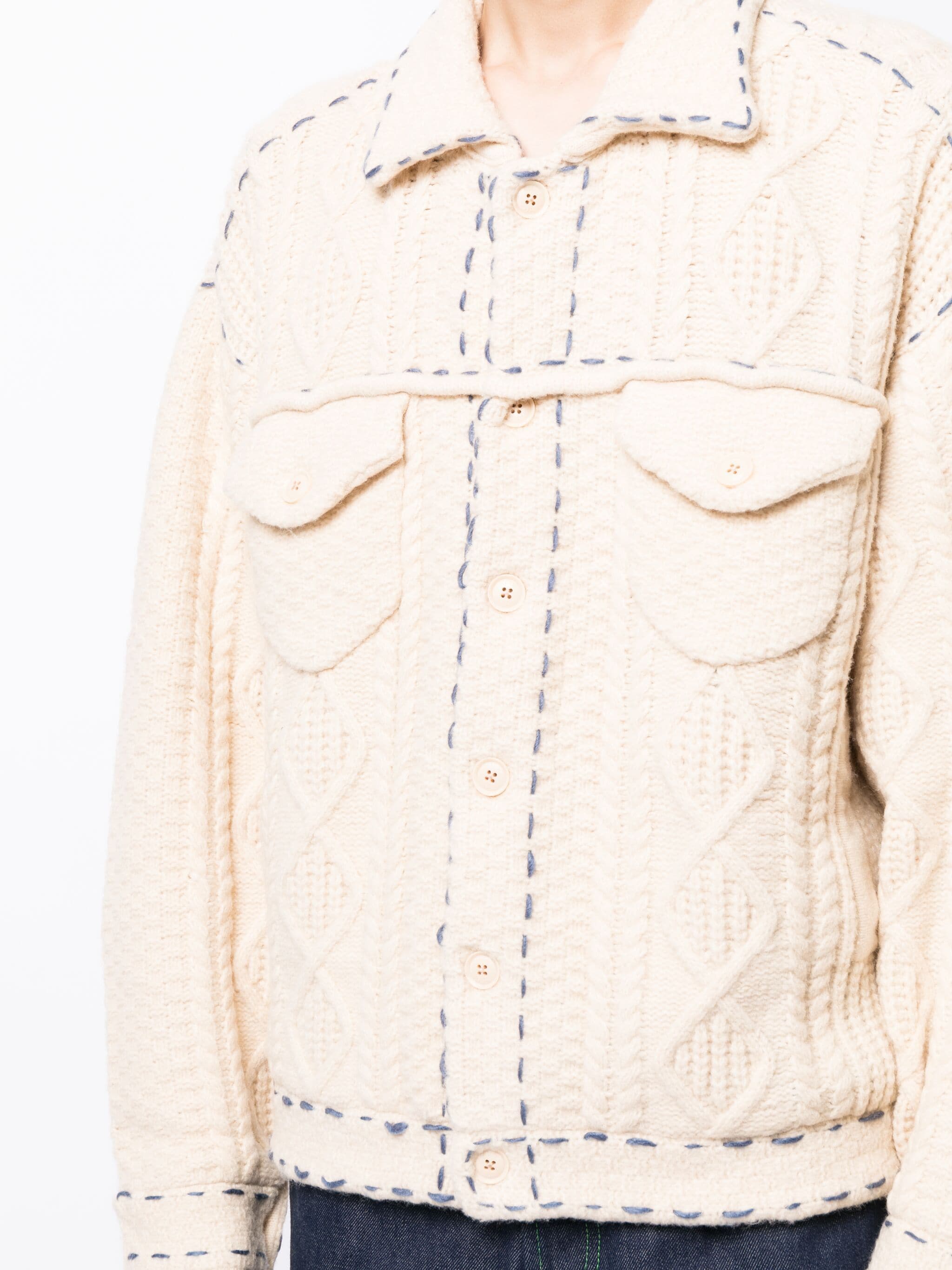 FIVE CM FIVE CM decorative-stitching cable-knit jacket — Фото 18