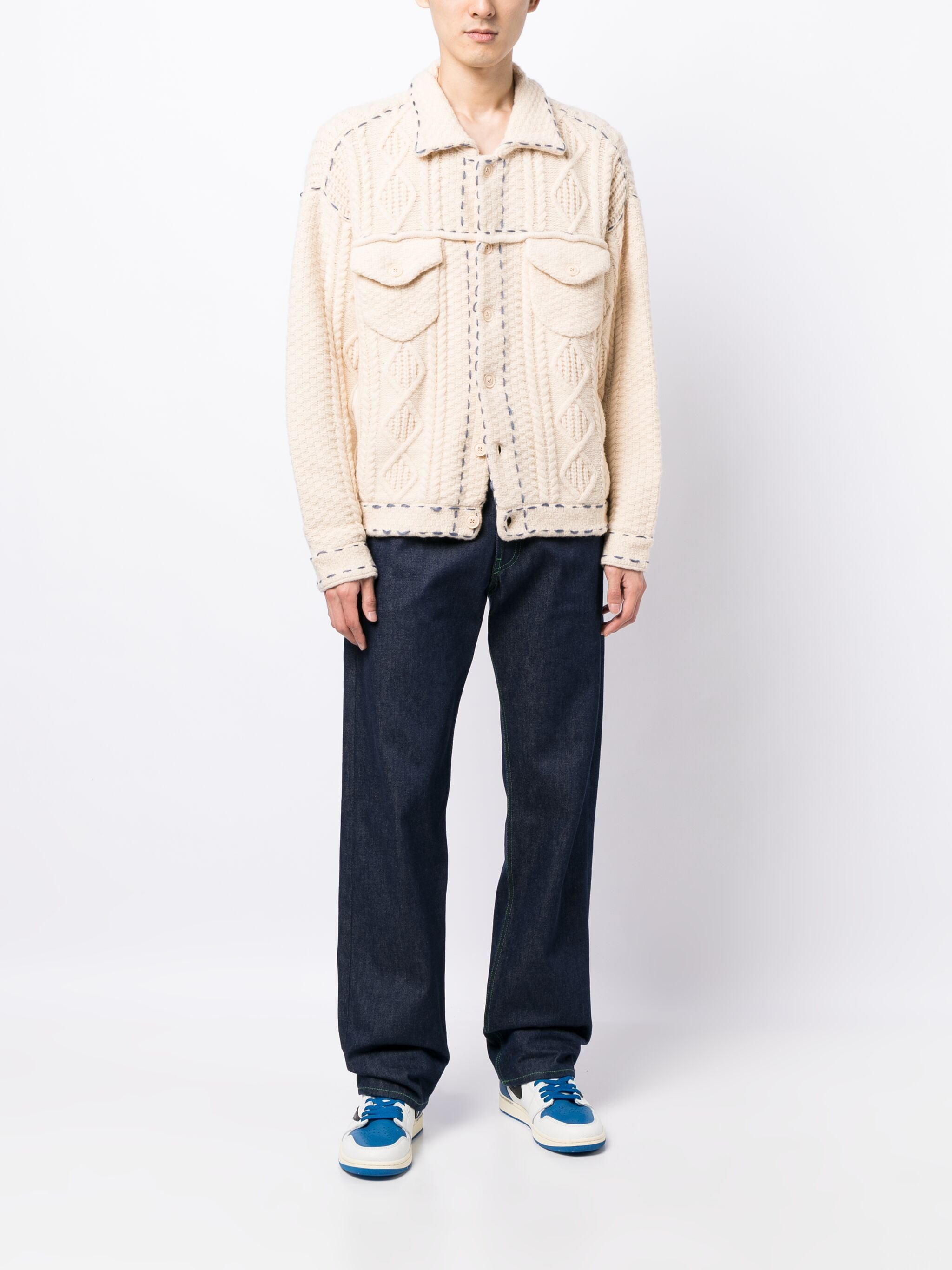 FIVE CM FIVE CM decorative-stitching cable-knit jacket — Фото 12