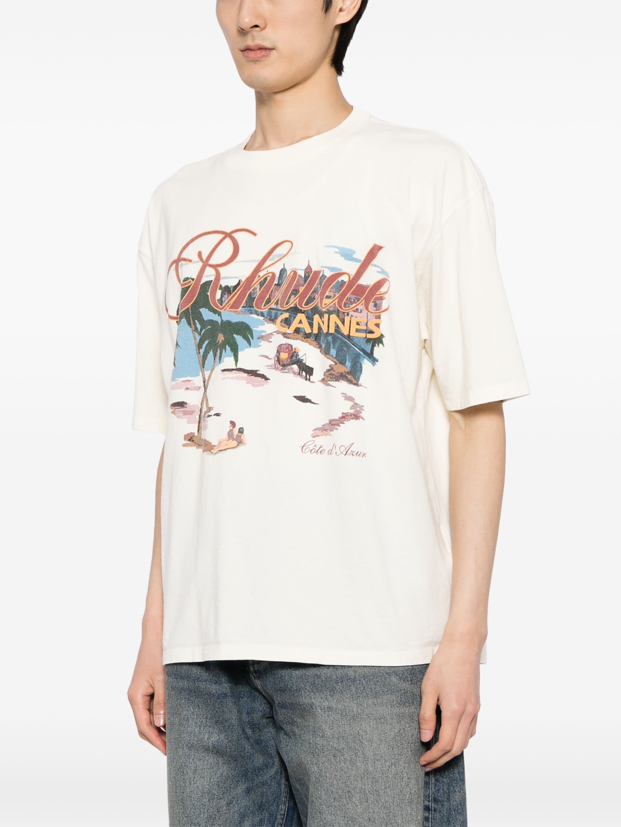 RHUDE RHUDE Cannes Beach-print cotton T-shirt — Фото 6